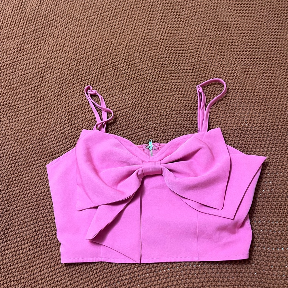 Pink Bow Crop Top